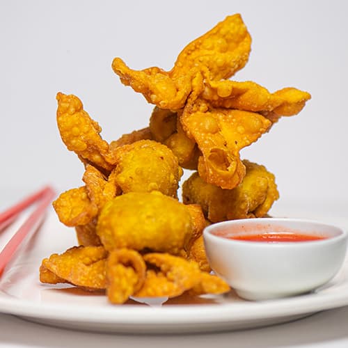 WONTON FRITO CON CAMARONES